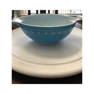 Pyrex Snowflake Garland Vintage Large Cinderella Mixing Bowl 4 Qt Blue White 444